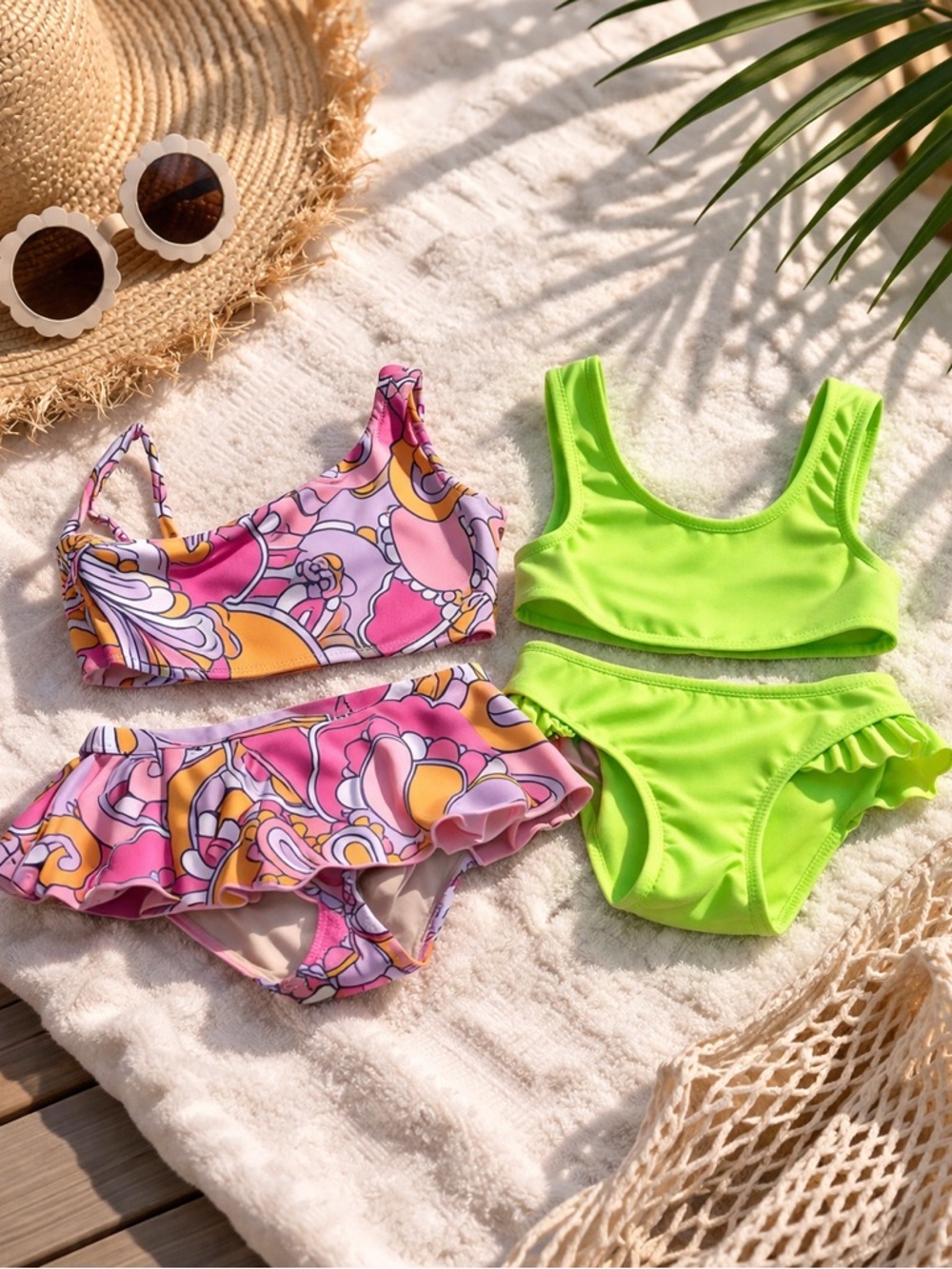 Set of 2 Colorful Kids Bikini Set sz 4T shade critters and cat & jack